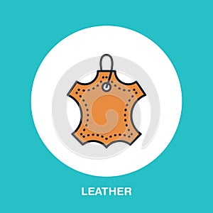 Leather material line logo. Flat sign for clothes feature.