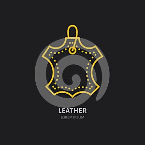Leather material line logo. Flat sign for clothes feature. Logotype for leather garment dry cleaning, shoe repair