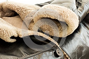 Leather natural sheepskin coat