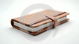 Leather Notebook Planner with Strap on White Background