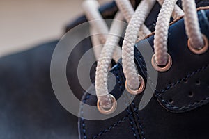 Leather (Nubuck) shoes, focus on details.