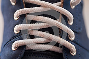 Leather (Nubuck) shoes, focus on details.