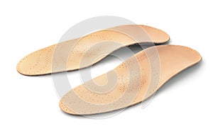 Leather orthopedic insoles