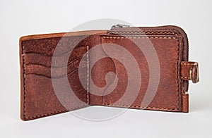 Leather purse/wallet in brown, real leather
