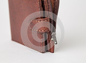 Leather purse/wallet in brown, real leather