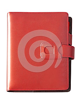 Leather red cover notebook isolated