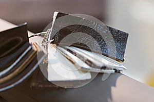 Leather samples close-up. Can be used as background. Industry background