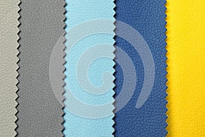 Leather samples of different colors for interior design