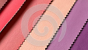 Leather samples of different colors for interior design