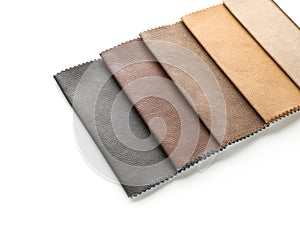 Leather samples of different colors for interior design