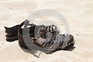 Leather Sandals on Sand