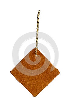 Leather shape sample tag on small chain