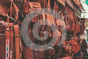 Leather shop in Jaisalmer, India. photo