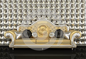 Leather sofa with frame on background