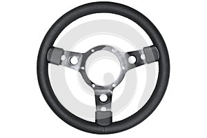 Leather steering wheel isolated