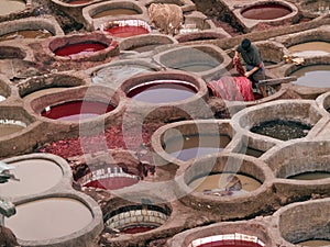 Leather tannery at fez, morocco