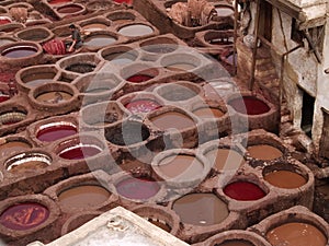 Leather tannery at fez, morocco