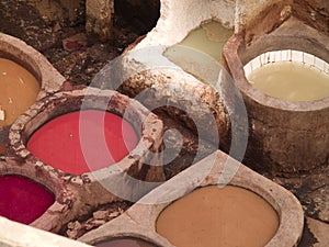Leather tannery at fez, morocco