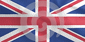 Leather texture of UK flag background, United Kingdom leather fl