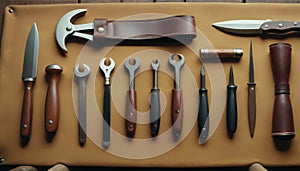 Leather Toolkit Assortment Flat Lay