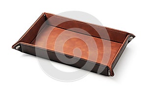 Leather tray placed on a white background