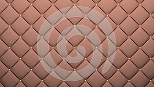 Leather upholstery pattern texture with golden buttons for pattern and background. Brown color. 3D-rendering.