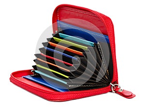 Leather visiting card holder red color