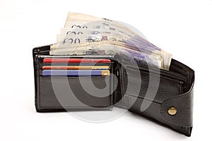 Leather wallet with cash