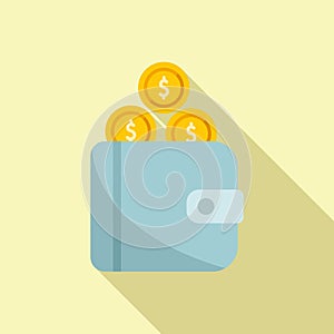 Leather wallet coins icon flat vector. Sign card photo