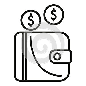 Leather wallet coins icon outline vector. Sign card