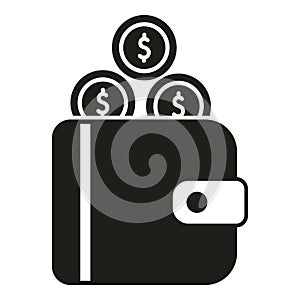 Leather wallet coins icon simple vector. Sign card photo