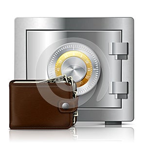 Leather wallet and safe with code lock
