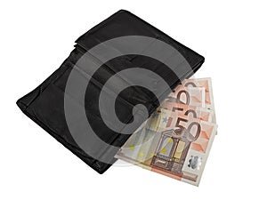 Leather wallet with some euros