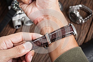 Leather watch band