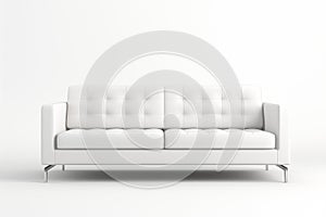 Leather white sofa isolated white background.