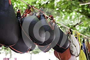 Leather wine boots photo