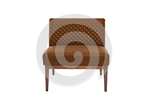 Leather and wood armchair Modern designer chair on white background