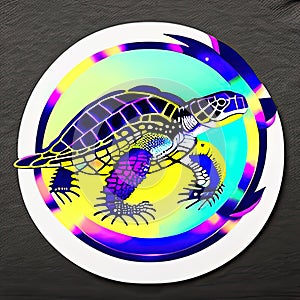 Leatherback Sea Turtle Animal Style Print Design Logo. Generative AI.