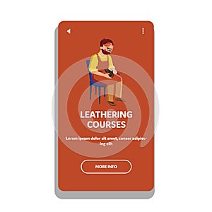 Leathering Courses Lesson Visit Young Man Vector