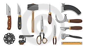 Leatherworking Tools Set Illustration