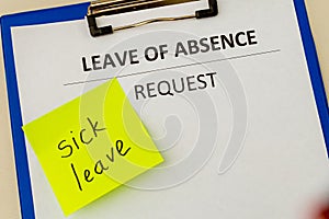 Leave of absence request statement form.