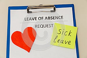 Leave of absence request statement form.