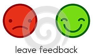 Leave feedback. Positive and negative color smileys buttons.