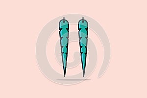 Leave style women earrings vector illustration. Beauty fashion objects icon concept. Lady earring with gemstone vector design