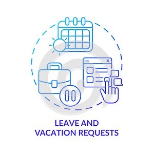 Leave and vacation requests blue gradient concept icon