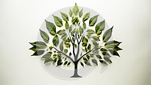 leaves against a solid background, representing the essence of ecology and environmental preservation.
