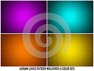 Leaves Autumn Spring in 4 Color Set Purple Cyan Orange Yellow Ornamental Pattern Texture Background Wallpaper