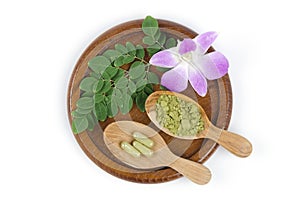 Leaves of the Bitter cucumber-chinese (Moringa oleifera Lam.) Processed into Bitter cucumber-chinese. Powder packed in capsules.