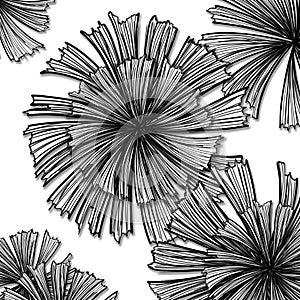 Leaves black and white illustrations