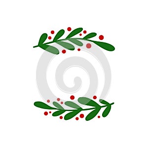 Leaves border vector illustration isolated. Christmas decoration.